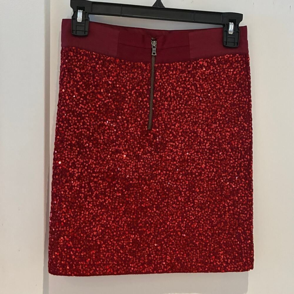 Alice + Olivia Red Sequin Bandage Mini Skirt Sz 0 - Picture 2 of 8